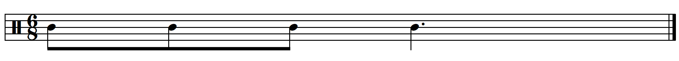 rhythmic dictation compound duple meter example x